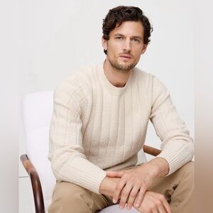 NWT Banana Republic Boucle’ Ribbed Crew Neck Sweater Cream White Sz XL